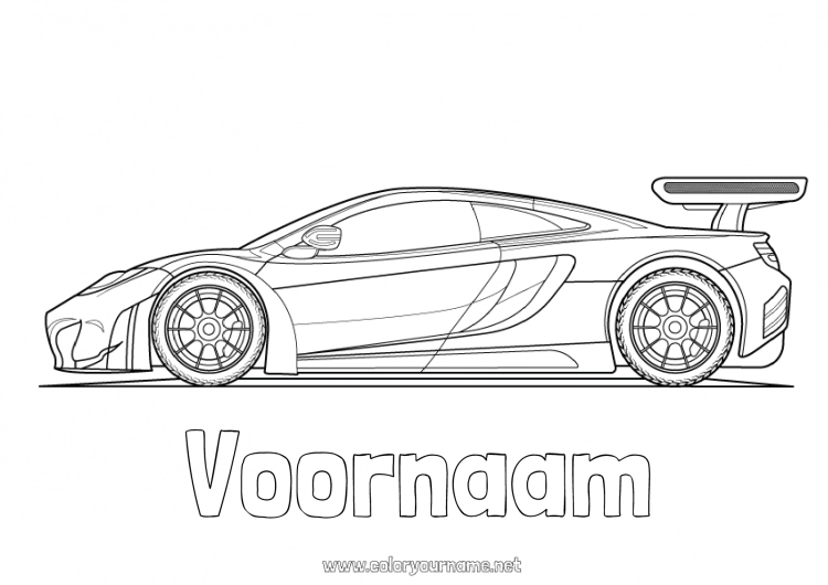 Kleurplaat om af te drukken Voertuigen Auto Race Auto's, busjes en campers