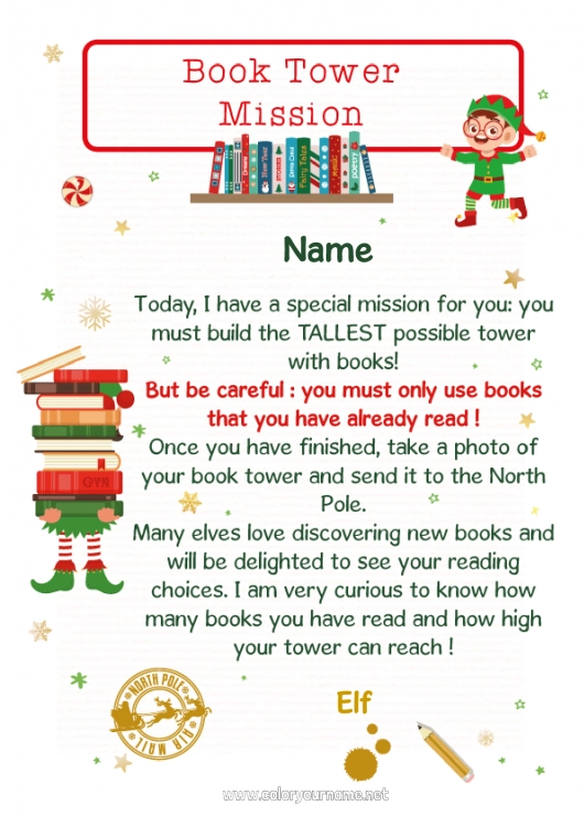 Coloring page to print Christmas elves Christmas Elf's Mission Letters from prankster elves Book Reading