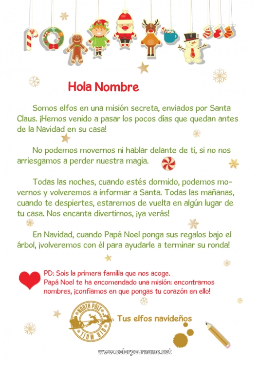 Dibujo para colorear para imprimir Elfos de navidad Navidad Cartas de elfos bromistas Carta de Llegada del Elfo