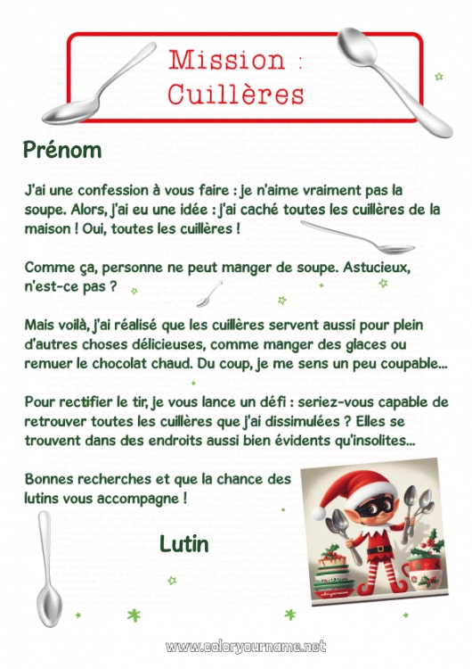 Coloriage à imprimer Lutins de Noël Mission du lutin de Noël