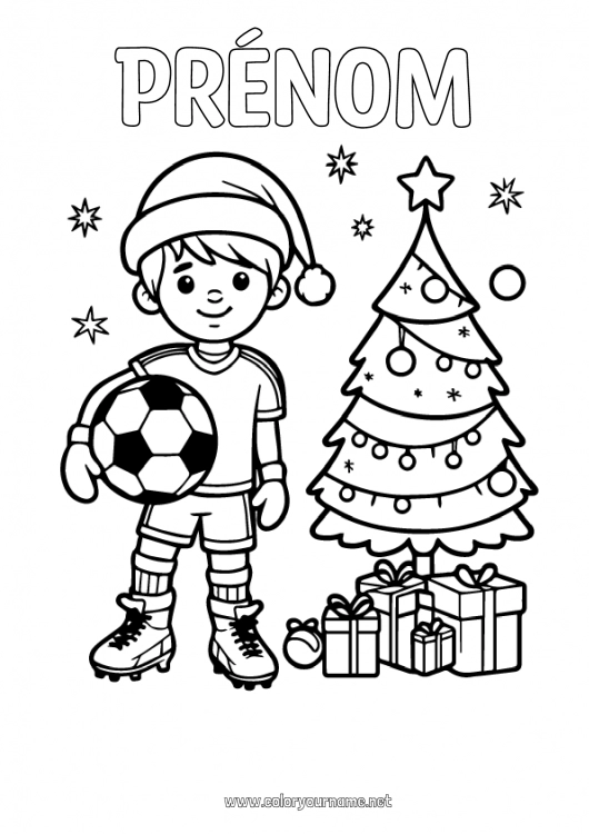 Coloriage à imprimer Ballon de foot Sapin de Noël Garçon