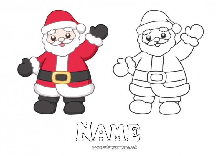 Coloring page to print Santa Claus Easy coloring pages Coloring with a Model