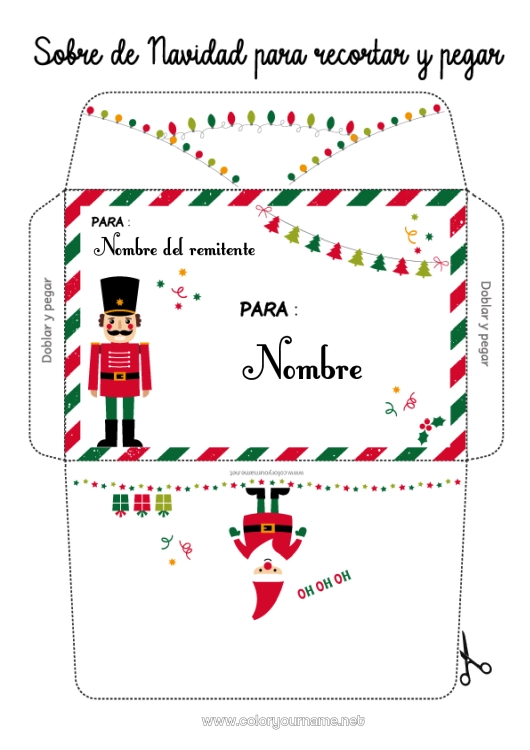 Dibujo para colorear para imprimir Papá Noel Navidad Sobre Juegos y juguetes Sobre para imprimir Cascanueces Sobre de Navidad