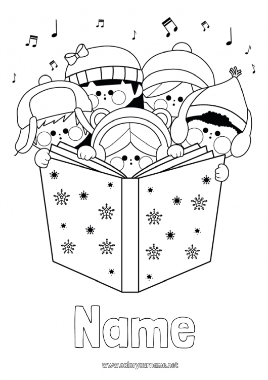 Coloring page to print Christmas Music World Music Day Choir