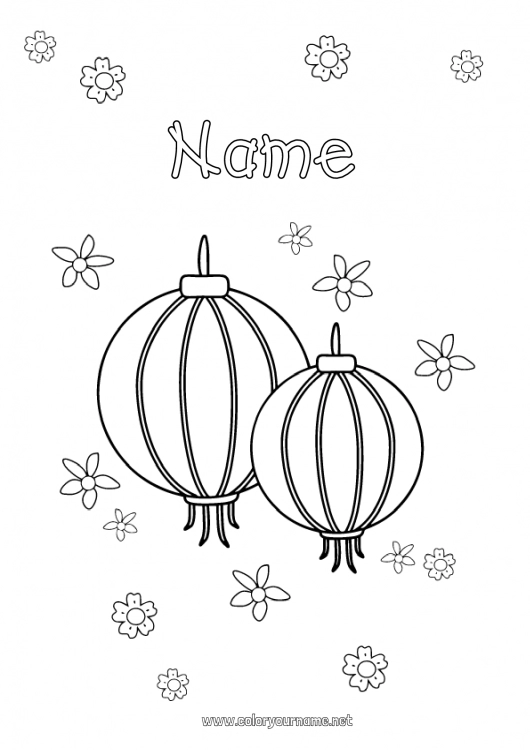 Coloring page to print Chinese lantern