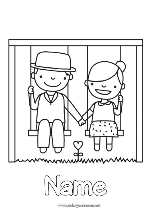 Coloring page to print Games and toys Swing Couple