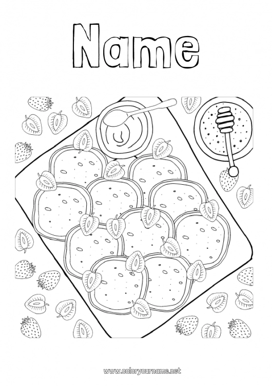 Coloring page to print Candlemas, Shrove Tuesday, Pancake day Pancakes