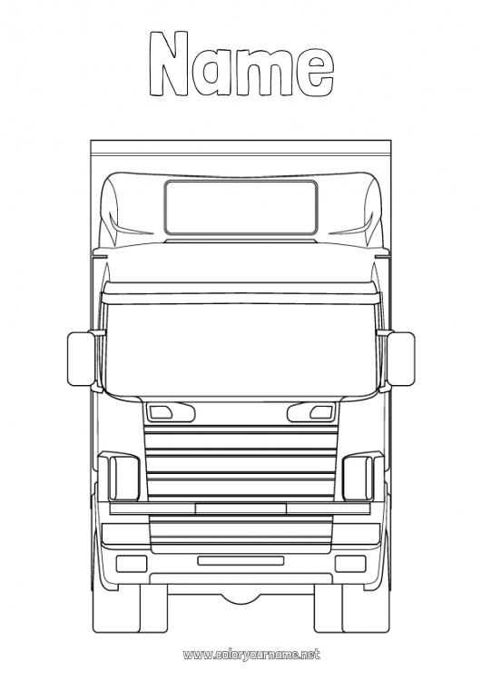 Coloring page to print Truck Vehicles Trucks and utility vehicles Transportation Professions Truck driver