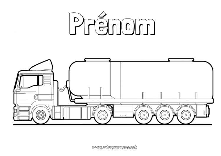 Coloriage à imprimer Camion Véhicules Camions et véhicules utilitaires Métiers du transport Camion-citerne