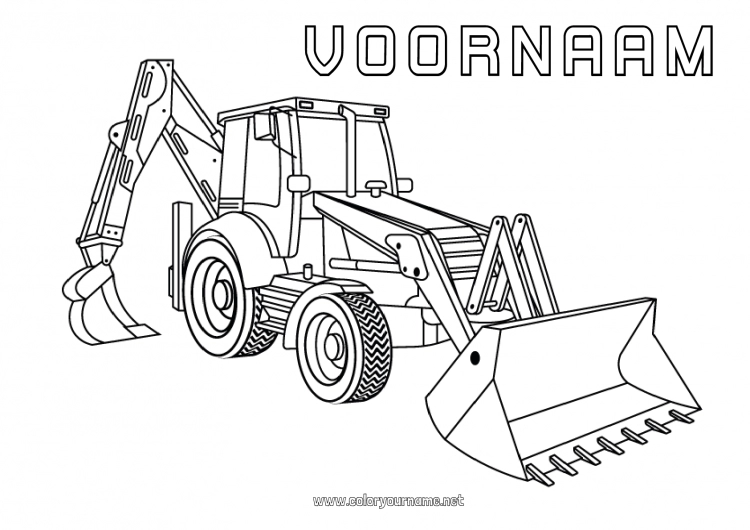 Kleurplaat om af te drukken Voertuigen Bouwvoertuigen Graafmachine Bouwberoepen
