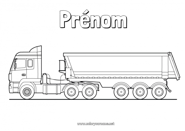 Coloriage à imprimer Véhicules Camions et véhicules utilitaires Métiers du transport Camion-benne