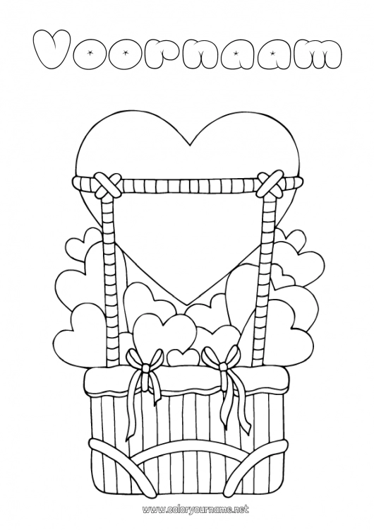 Kleurplaat om af te drukken Hart Voertuigen Luchtballon Luchtvaartuigen