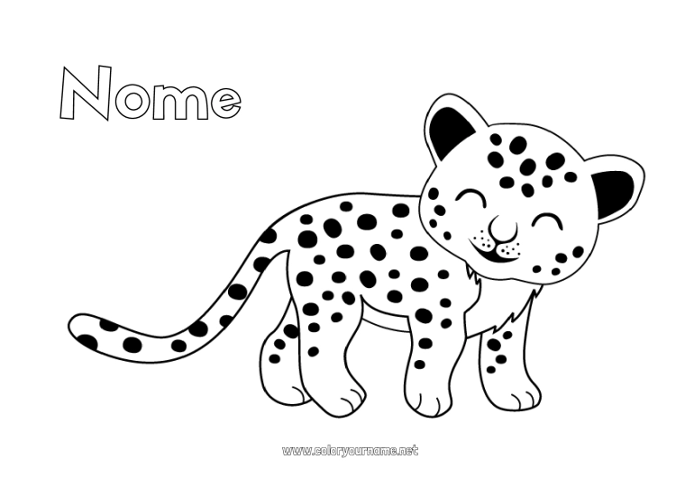 Página de desenho para imprimir Animal Desenhos para colorir fáceis Leopardo Animais selvagens da África