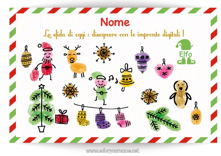 Pagina da colorare da stampare Elfo di Natale Natale Missione dell'Elf di Natale Lettere di elfi scherzosi Attività per Bambini