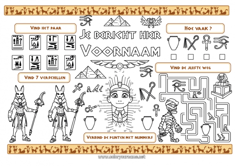 Kleurplaat om af te drukken Activiteiten voor Kinderen Egypte Land Piramide Printbare placemat