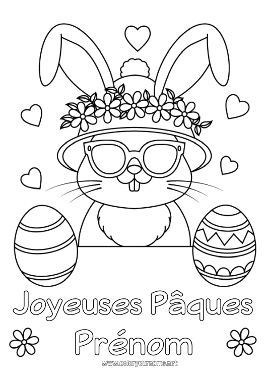 Coloriage à imprimer Lapin Oeufs de Pâques Pâques 