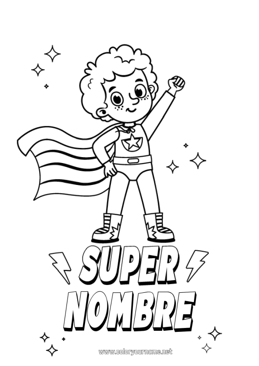 Dibujo para colorear para imprimir Chico Héroe Insignia Super