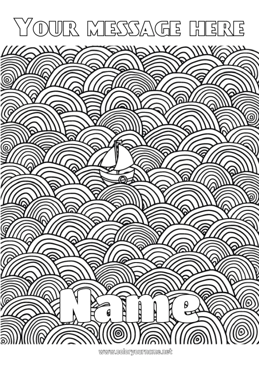 Coloring page to print Sea Vehicles Boat Complex coloring pages Zentangle Maritime vehicles Decorative background