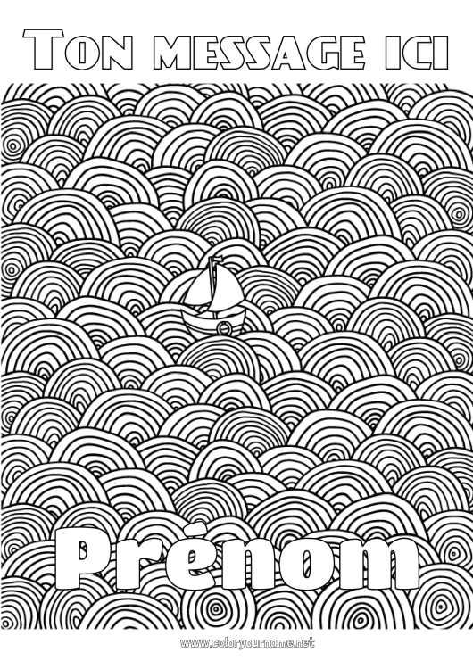 Coloriage à imprimer Mer Véhicules Bateau Coloriages complexes Zentangle Véhicules maritimes Fond décoratif