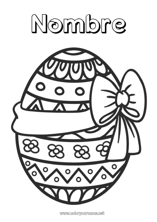 Dibujo para colorear para imprimir Primavera Actividades para niños Huevos de Pascua Pascua de Resurrección Gran huevo de pascua