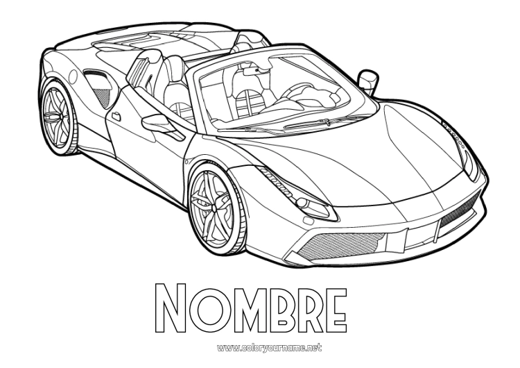 Dibujo para colorear para imprimir Sport Vehículos Coches Coche de carreras Automóviles, furgonetas y autocaravanas Vehículos de carreras y pistas Deportes de motor