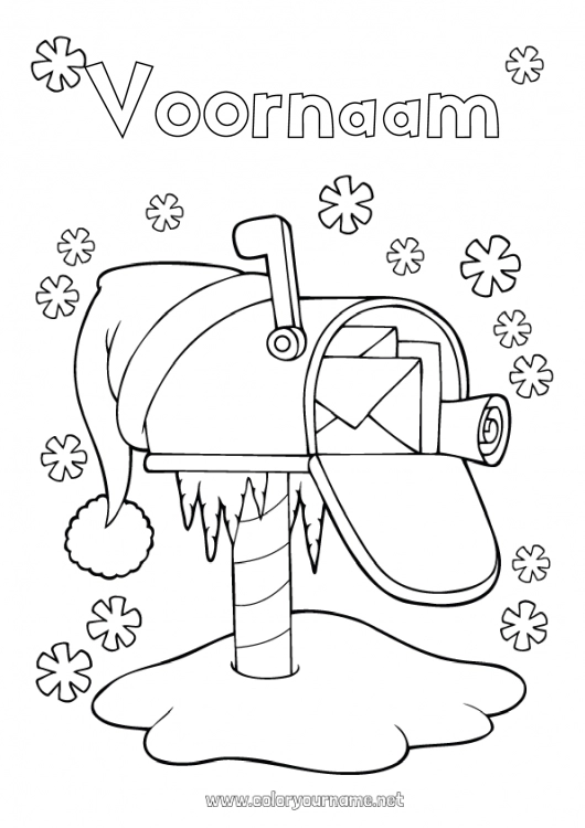 Kleurplaat om af te drukken Kerstmis Brievenbus