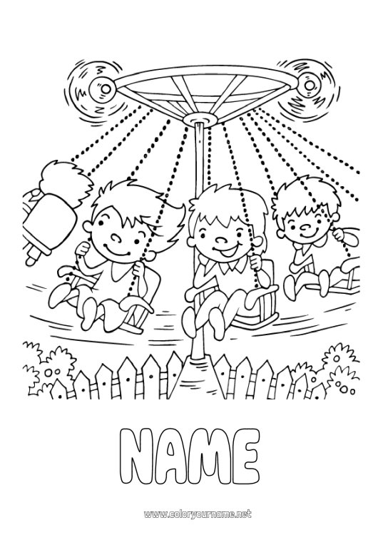 Coloring page to print Child Amusement park Carousel