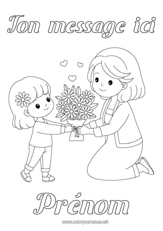 Coloriage à imprimer Fleurs Maman Bouquet