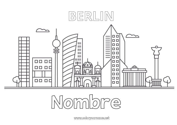 Dibujo para colorear para imprimir Paisaje urbano Monument Alemania