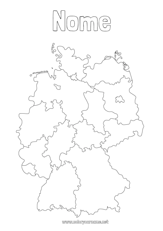 Página de desenho para imprimir Geografia País Mapa dos países Alemanha