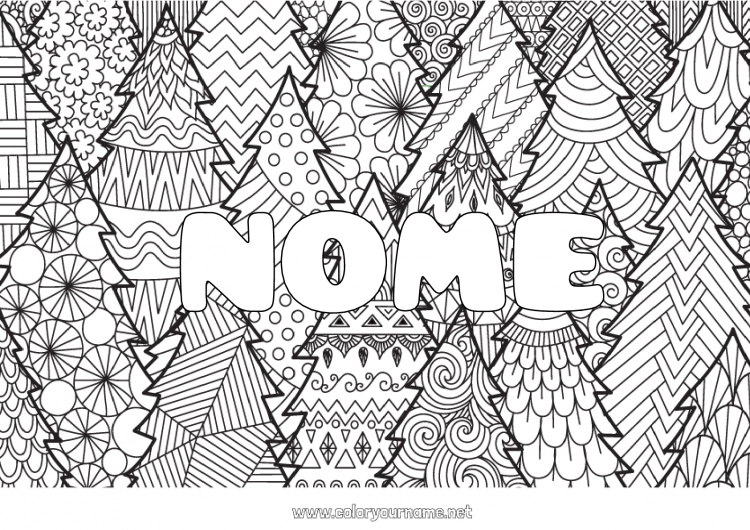 Pagina da colorare da stampare Calmo e sereno Albero di Natale Mandala Natale Colorazioni complesse Zentangle