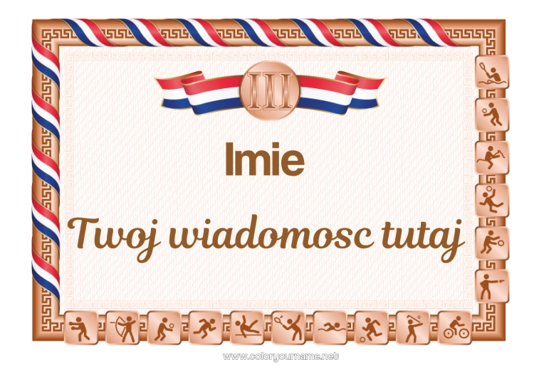 Kolorowanka do wydruku Piłka nożna Sport Taniec Bieg Mistrz Koszykówka Siatkówka Sporty drużynowe Gimnastyka Sporty artystyczne Tenis Sporty rakietowe Sztuki walki Zawody i nagrody Inne sporty Ping pong Badminton Balet Piłka ręczna Jeździectwo Boks Igrzyska Olimpijskie Golf Dyplom Brąz Trzecie miejsce