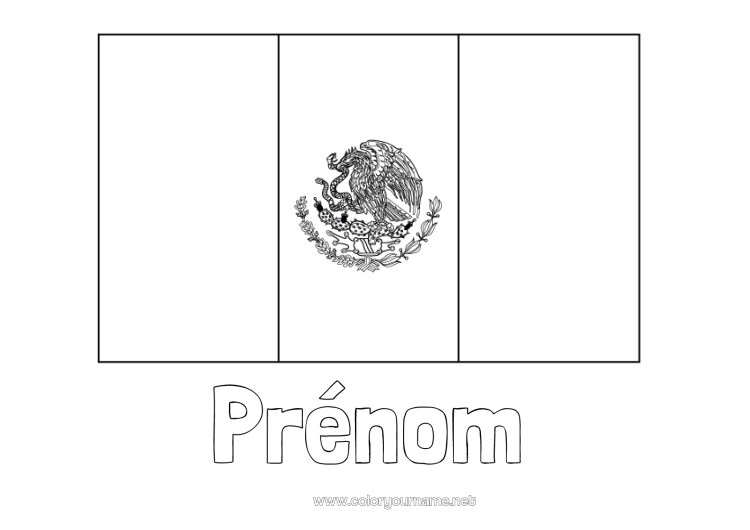 Coloriage à imprimer Géographie Drapeau Mexique Pays