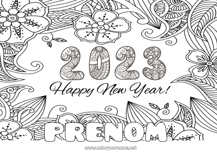 Coloriage à imprimer 2023 Bonne année