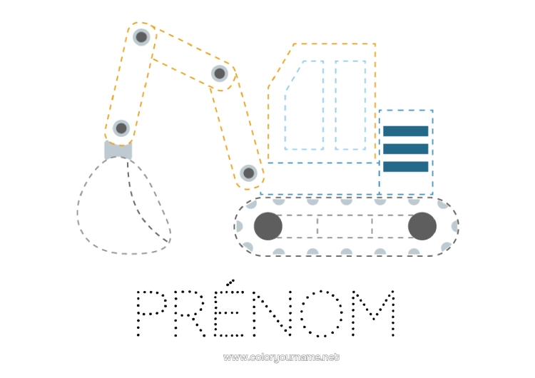 Coloriage à imprimer Véhicules Activités enfants Engins de chantier Coloriages faciles Trace et colorie Tractopelle Métiers du chantier