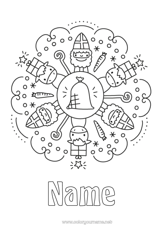 Coloring page to print Mandala Saint Nicholas