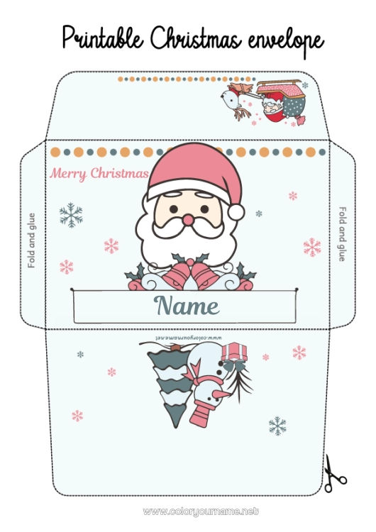 Coloring page to print Santa Claus Sleigh Envelope Envelope to print Christmas Envelope