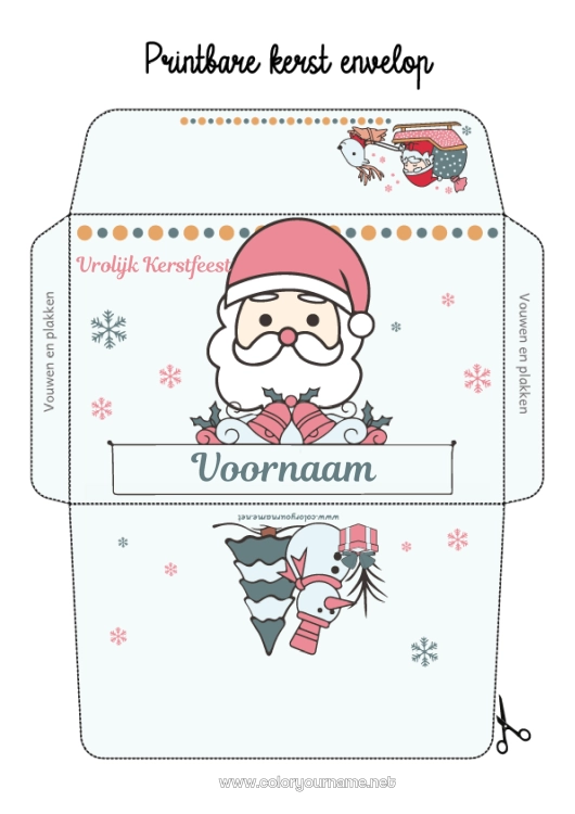 Kleurplaat om af te drukken Kerstman Slee Envelop Afdrukbare enveloppen Kerstenvelop