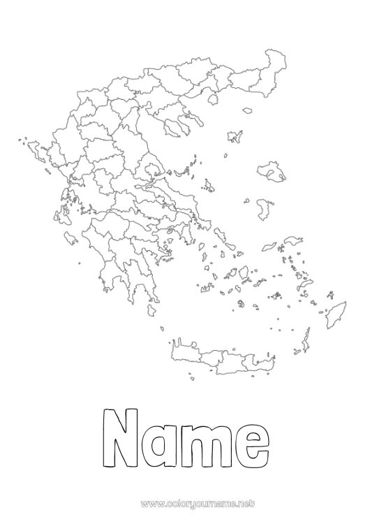 Coloring page to print Geography Country Greece Country map