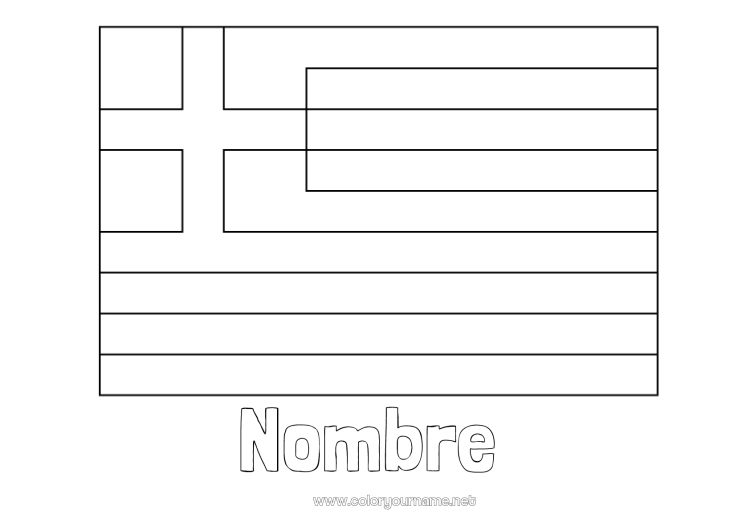 Dibujo para colorear para imprimir Geografía Bandera País Grecia