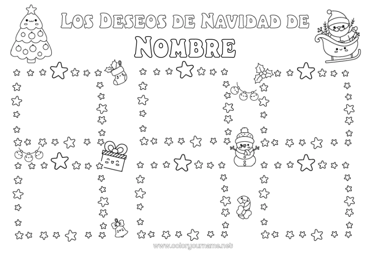 Dibujo para colorear para imprimir Navidad Carta a Papa Noel Actividades para niños Lista de regalos para Papá Noel