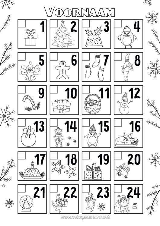 Kleurplaat om af te drukken Kerstmis Activiteiten voor Kinderen Adventskalender Kalenders en planners