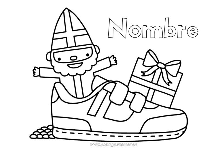 Dibujo para colorear para imprimir Regalos Zapato San Nicolás