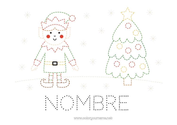 Dibujo para colorear para imprimir árbol de Navidad Elfos de navidad Navidad Dibujos de Elfos para colorear Actividades para niños Dibujos fáciles para colorear Trazo y color