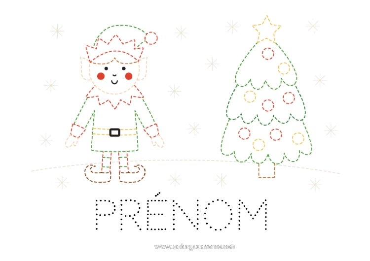 Coloriage à imprimer Sapin de Noël Lutins de Noël Noël Coloriages lutins Activités enfants Coloriages faciles Trace et colorie