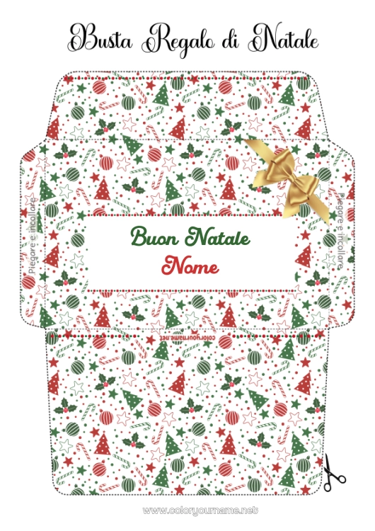 Pagina da colorare da stampare Busta Busta da stampare Busta di Natale Busta da Regalo