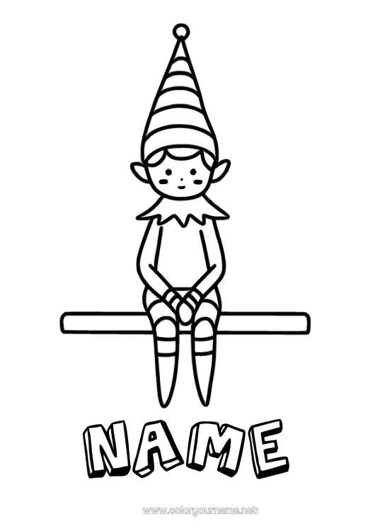 Coloring page to print Christmas elves Elves coloring pages Easy coloring pages