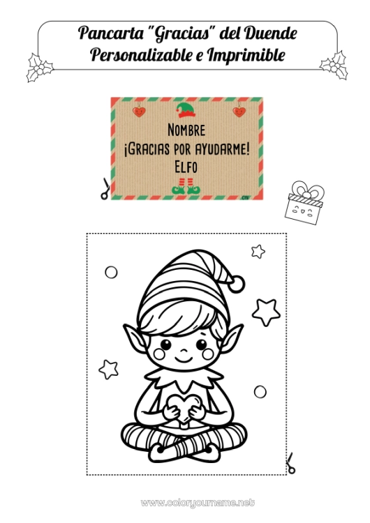 Dibujo para colorear para imprimir Elfos de navidad Misión del Elfo de Navidad Dibujos de Elfos para colorear Gracias Firmar Ideas Traviesas del Duende de Navidad