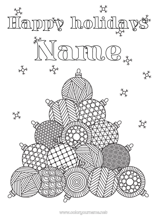 Coloring page to print Christmas Christmas bauble Christmas decorations Complex coloring pages Zentangle