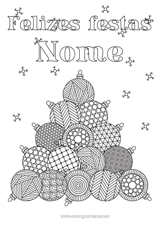 Página de desenho para imprimir Natal Bola de Natal Decorações de Natal Colorações Complexas Zentangle